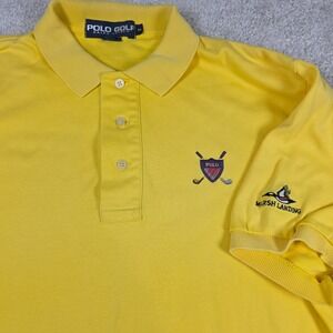 Polo Golf Ralph Lauren Polo Shirt Mens M Yellow Marsh Landing Embroidered‎ Logo
